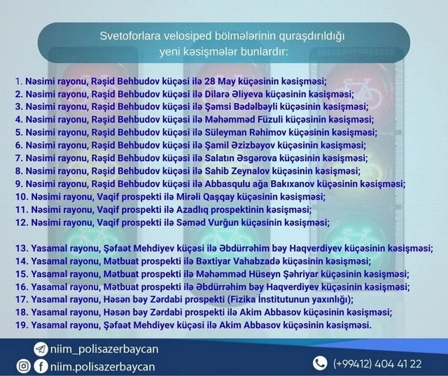 Velosiped və skuter sürənlərin NƏZƏRİNƏ