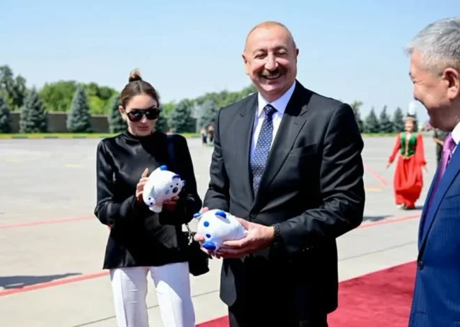 İlham Əliyev və Mehriban Əliyeva Bişkekdə 6-cı Dünya Köçəri Oyunlarının açılış mərasimində iştirak edirlər