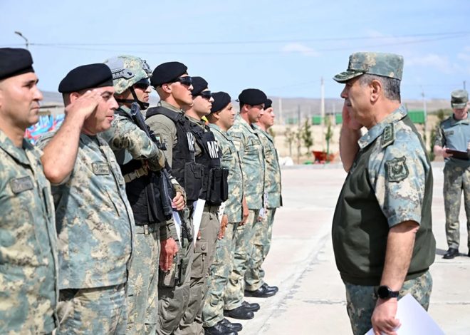 Zakir Həsənov hərbi polisin döyüş hazırlığını izləyib