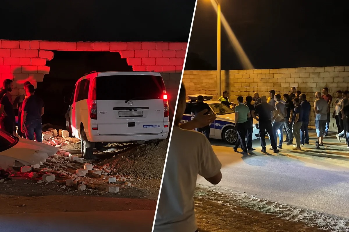 Bakıda mikroavtobus divara çırpıldı