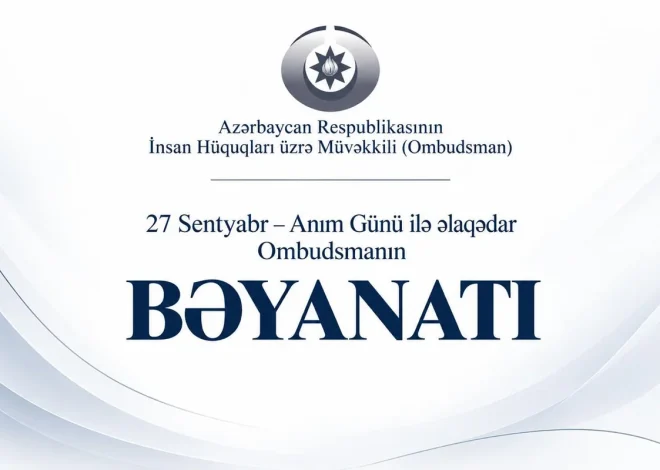 Ombudsman Anım Günü ilə əlaqədar bəyanat yayıb