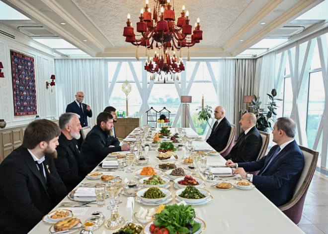 Azərbaycan Prezidenti və Çeçenistan başçısı birgə nahar ediblər