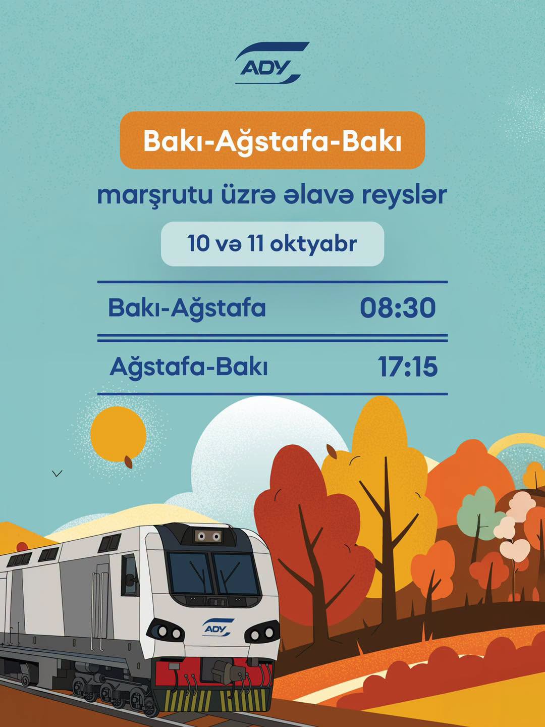 Bakı-Ağstafa-Bakı istiqamətində əlavə qatar reysləri təşkil ediləcək