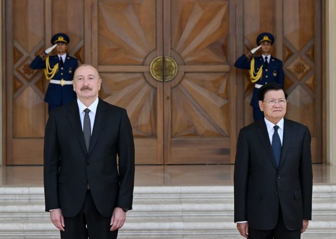 Laos Prezidentinin Bakıda rəsmi qarşılanma mərasimi olub
